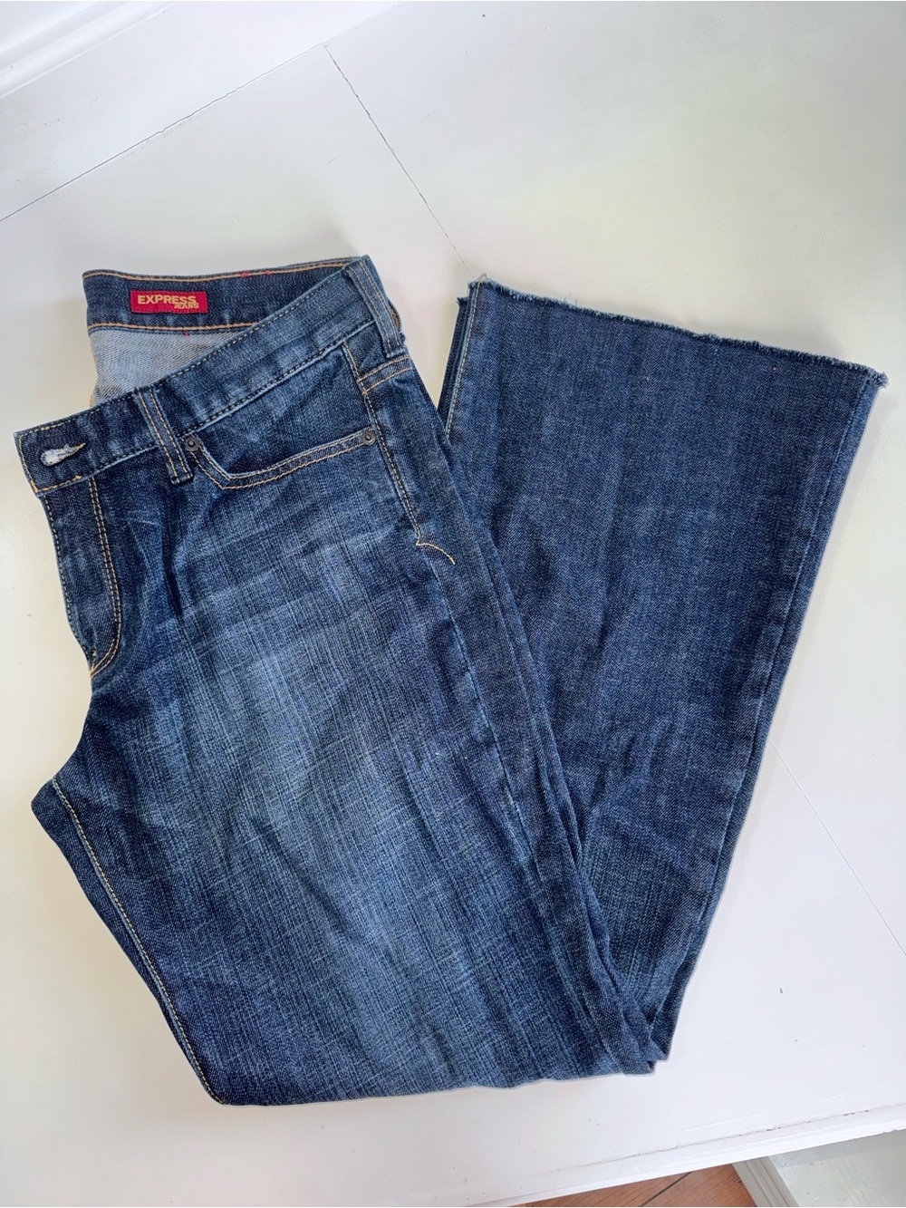 Express Women's Dark Indigo Wide Leg Jeans
